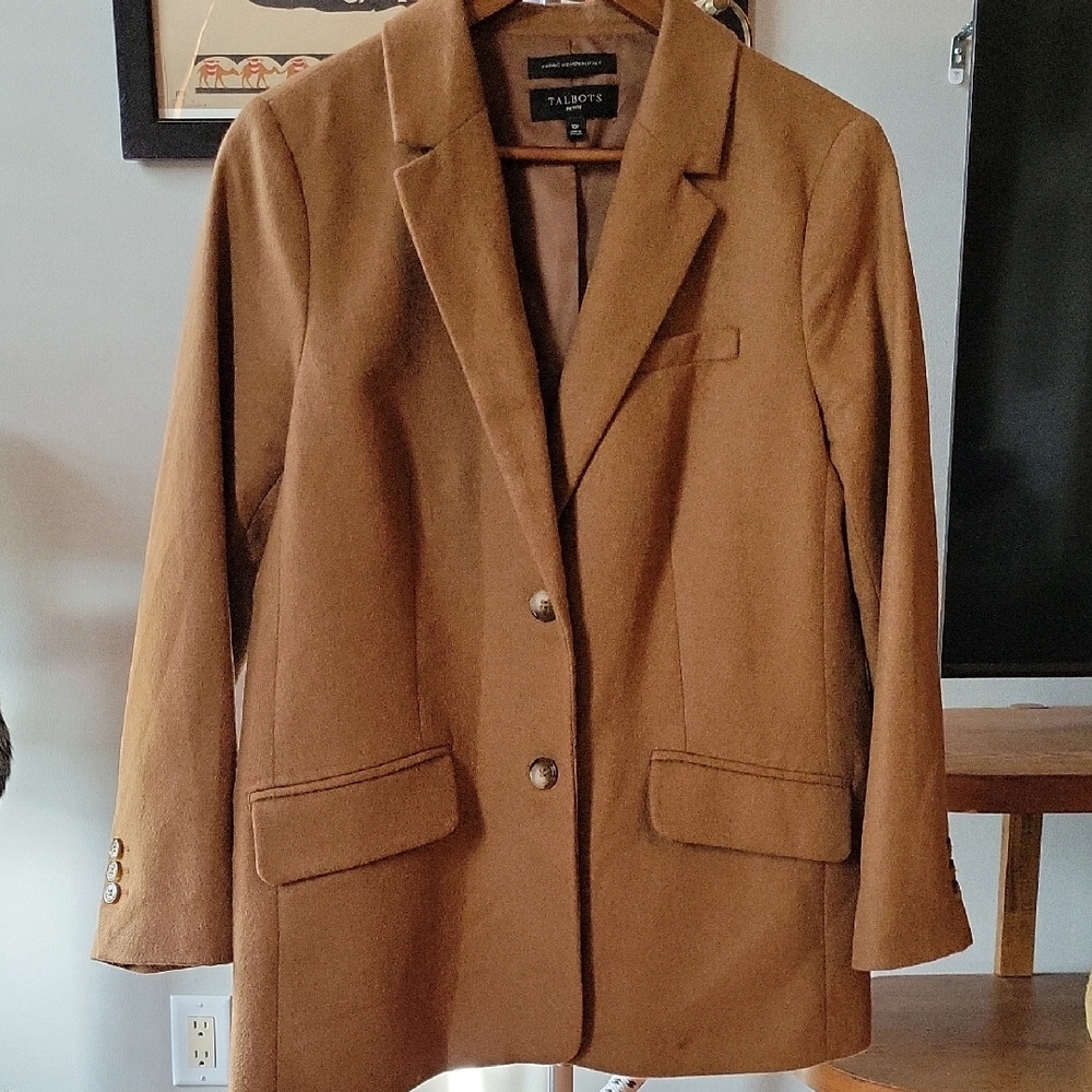 Talbots Women's Camel Recycled Wool Blend Blazer